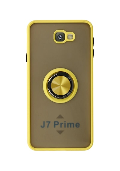 Newface - 336 - Samsung Galaxy Uyumlu J7 Prime Kılıf Montreal Yüzüklü Silikon Kapak - Csmo-tex - - Sarı