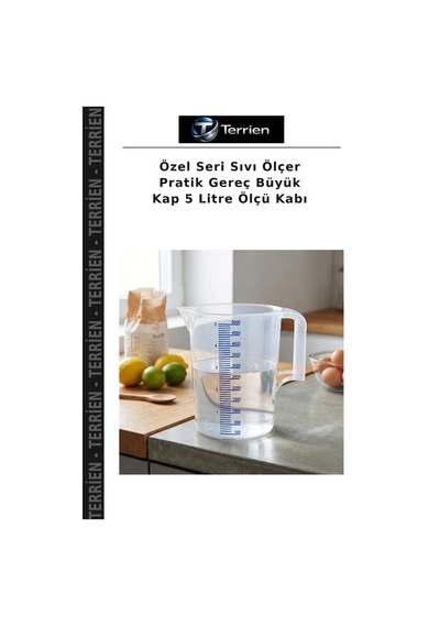 Özel Seri Sıvı Ölçer Pratik Gereç Büyük Kap 5 Litre Ölçü Kabı Çok Renkli