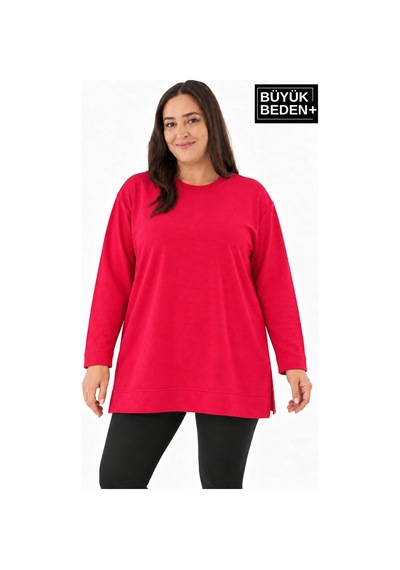 Süperlife Kadın Tunik Büyük Beden İnce Sweatshırt Spr26btk990 Red