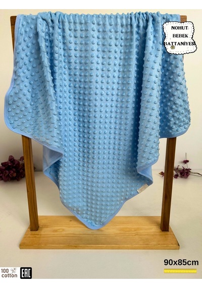 Nohut Kız / Erkek Bebek Battaniyesi & Kundağı Çift Katlı %100 Pamuklu Çok Amaçlı Örtü 90x85cm Btn11003 Mavi
