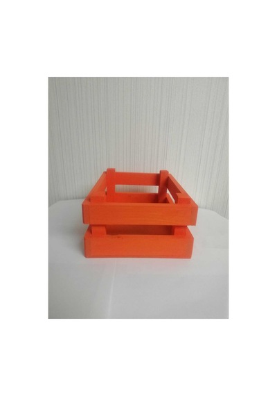 Ahşap Kasa 10x14x20 Altı Kapalı Organizer Turuncu