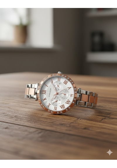 Kadın Kol Saati Rose Gold Renk, Beyaz Kadran - Şık Metal Kordon, 2 Yıl Garantili Çok Renkli