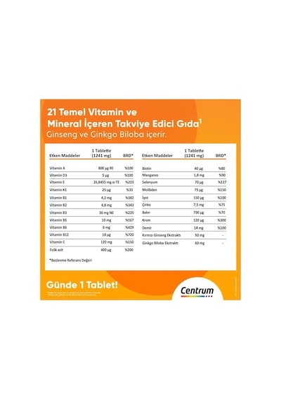 Centrum Energy 30 Tablet 2 Adet
