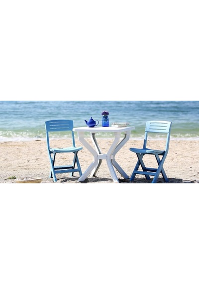 Omnipazar Mt-gf235 Prima Isola Plastik Kare Bahçe Balkon Masa 70x70 Cm Beyaz