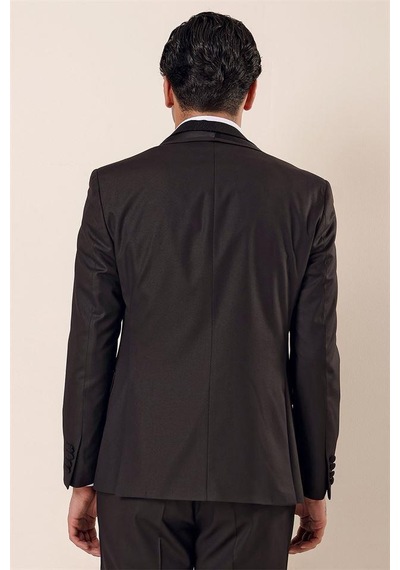 İmza Siyah Desenli Çıkarılabilir Şal Yaka Yelekli 6 Drop Slim Fit Smokin Damatlık Takım 1001230203-Siyah İmza Siyah Desenli Çıkarılabilir Şal Yaka Yelekli 6 Drop Slim Fit Smokin Damatlık Takım 1001230203-Siyah