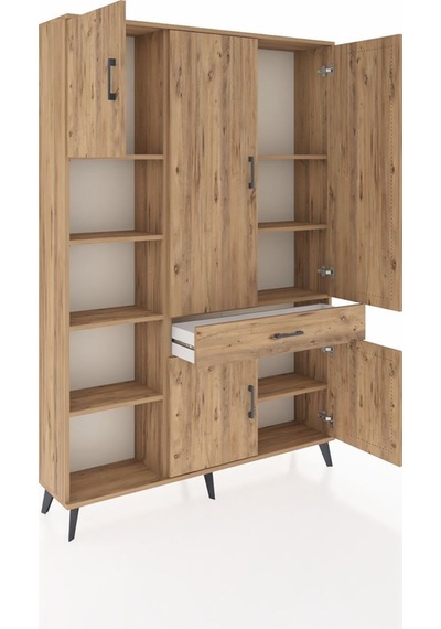 Arges Dolap 8 Raflı Tek Çekmeceli 5 Kapaklı 132x30x195 Çam-çam/çam Atlas Çam/atlas Çam Arges Dolap 8 Raflı Tek Çekmeceli 5 Kapaklı 132x30x195 Çam-çam/çam Atlas Çam/atlas Çam