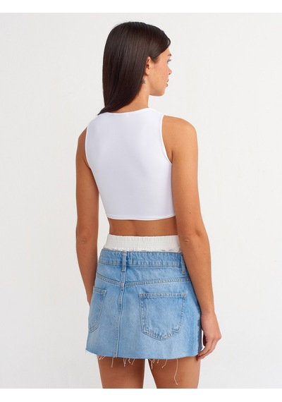 Dilvin Denim Mini Etek Mavi
