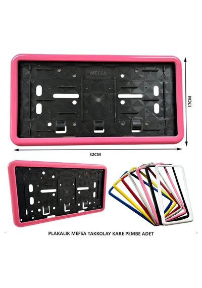 Plakalık Plastik Tak Kolay Kare Pembe Çerçeveli 1 Adet