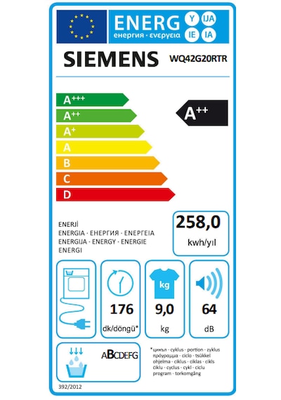 Siemens iQ500 WQ42G20RTR 9 KG Isı Pompalı Kurutma Makinesi