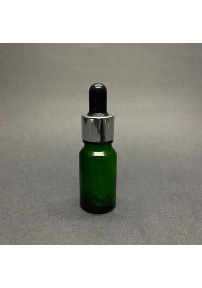 10ml Yeşil Cam Damlalıklı Şişe , Gümüş Metal Kapak , 10 Cc Yeşil