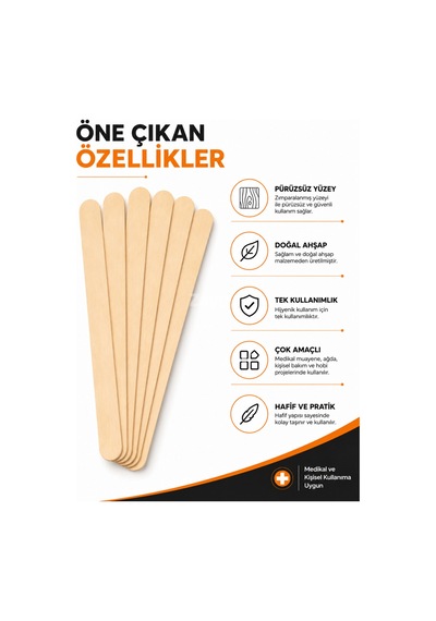 Sade Ahşap Dil Çubuğu 50 Adet Tek Kullanımlık Abeslang Medikal, Ağda Ve Hobi Kullanımı
