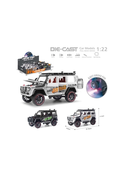 Die Cast Off Road Çek Bırak 1:22 Buhar Çıkartan , Sesli Ve Işıklı Buharlı Jeep