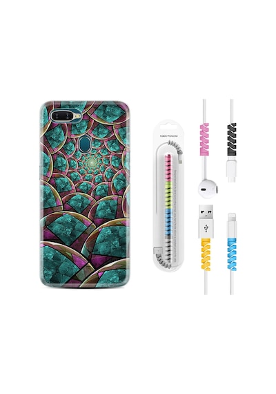 Oppo A5S Kılıf Kablo Koruyuculu Circles 1828