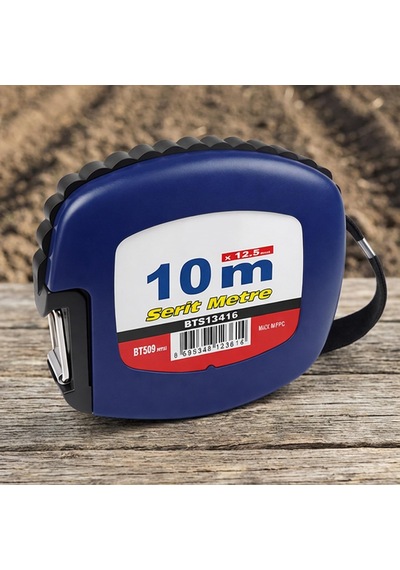 Arazi Tipi Makaralı Sarmalı Sistem Bts12361 10 Metre Lacivert Şerit Metre Plastik İnce Metre Diger
