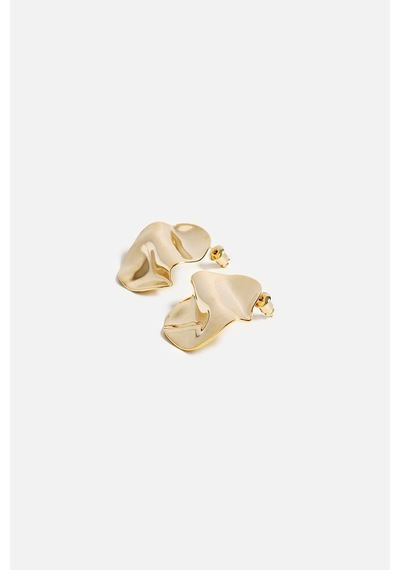 Dalga Desenli Oval Küpe Gold