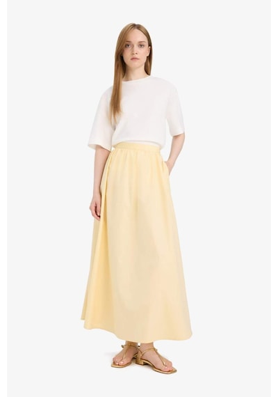 Defacto A Kesim Cepli Poplin Maxi Etek E4369ax25spyl450 Sarı