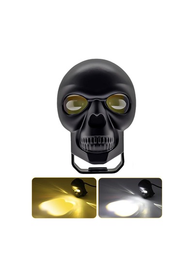 Beyaz Sarı Çakarlı Led Kurukafa Off Road, Motosiklet Sis Farı Çalışma Lambası 9-60v