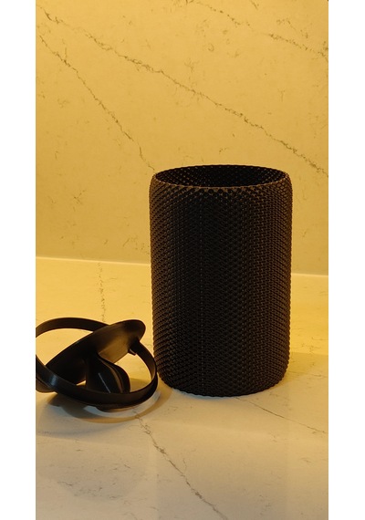 Modern Geometrik Dokulu Masaüstü Çöp Kovası - 18 Cm Siyah