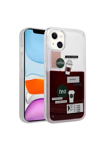Apple Uyumlu iPhone 14 Plus Kılıf Desenli Sıvılı Zore Drink Silikon Kapak NO2