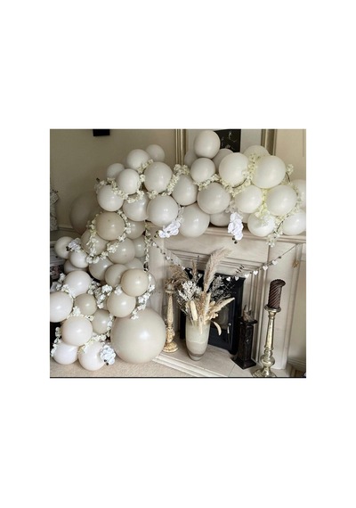 Pastel Beyaz Gri Balon 100 Adet + 5 M Balon Zinciri A