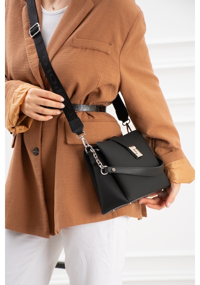 Just Polo Kadın Polo Kumaş Jp Gümüş Logolu Şık El Ve Omuz Çantası Shoulder Bag Ebat: 23 X 18 Cm Siyah
