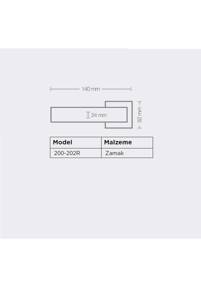 Sese Arya Modeli Kare Rozetli Oda Kapı Kolu Inox 200-202r-01-53