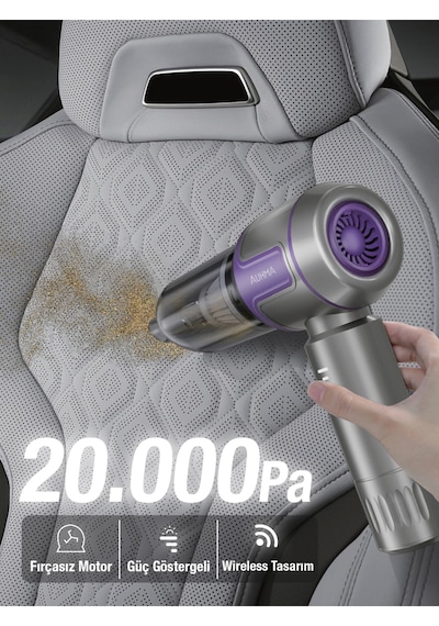 Ahv-09 Kablosuz Taşınabilir Araç İçi El Süpürgesi 20000pa Güçlü Vakum 4 Ü 1 Arada Çok Amaç