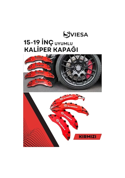 Kırmızı Kaliper Kapağı Seti 4'lü Yağ Hortumlu Sportif Görünümlü Kapak Takımı