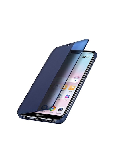 Huawei Y6 2018 Yarım Cam Kapaklı Kılıf Lacivert