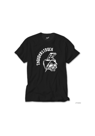 Ac Dc Thunderstuck Skull Siyah Tişört Siyah