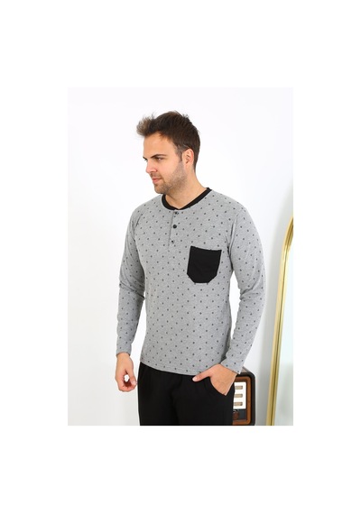Akbeniz Erkek Uzun Kol Penye Füme Pijama Takımı 6861 Füme