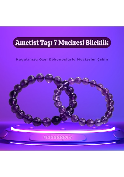 Bernet Ametist Taşı 7 Mucizesi Bileklik Mor