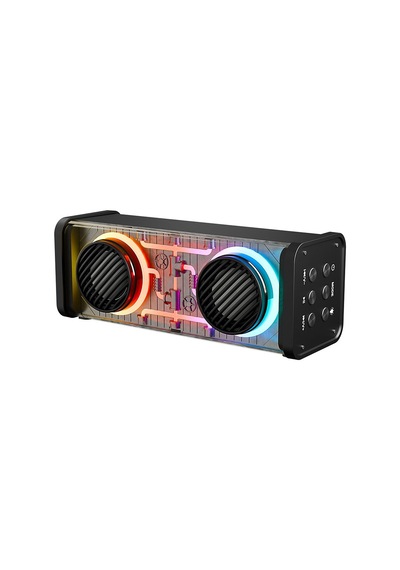 Go İthalat Siyah Kablosuz Hoparlör - Speaker Taşınabilir Mp3 Işıklı Usb Şarjlı Bt - Aux - Tes 10 Mt