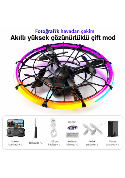 Led Işıklı Mini Drone 2.4ghz Uzaktan Kumandalı 360 Korumalı Quadcopter