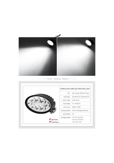 Traktör Oval Led Kabin Lamba 8 Ledli