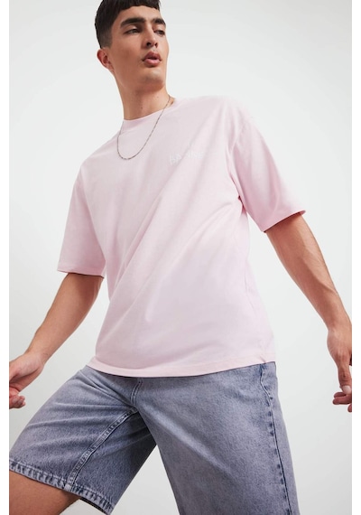 Defacto Loose Fit Bisiklet Yaka Baskılı Kısa Kollu Tişört F5732ax25aupn105 Pembe