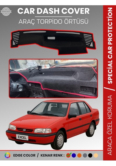 Hyundai Excel 1989-1994 Torpido Örtüsü Göğüs Koruma Araca Özel Uv Koruma Kolay Montaj - 695 Stiloto