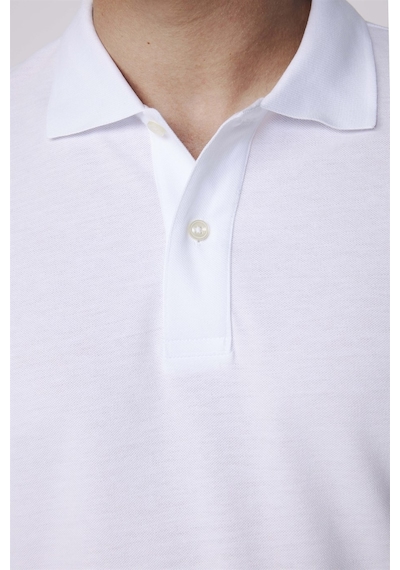 Tudors Erkek Slim Fit Dar Kesim Düz Pike Beyaz Polo Yaka Tişört-26789-Beyaz