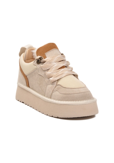 Bej Süet Bağcıklı Unisex Çocuk Spor Ayakkabı 412445 F Bej