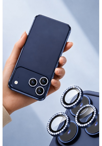 İphone 17 Pro / 17 Pro Max Uyumlu Taşlı Kamera Lens Koruyucu Abis