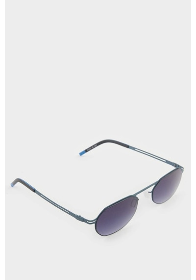 Defacto Erkek Küçük Oval Siyah Metal Çerçeve Siyah Cam UV Güneş Gözlüğü F0494AXNS