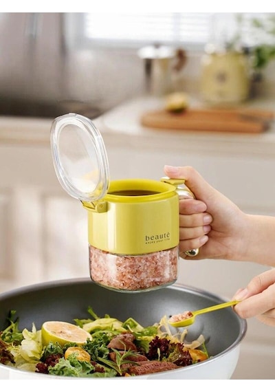 Kaşıklı 500ml Sağlıklı Kurşunsuz Camlı Nem Geçirmez Baharatlık Kavanoz Saklama Kabı Asorti Renk Karışık
