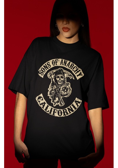 Tasarım Sons Of Anarchy Rock Metal Müzik Grubu Baskılı Unisex Ove Siyah
