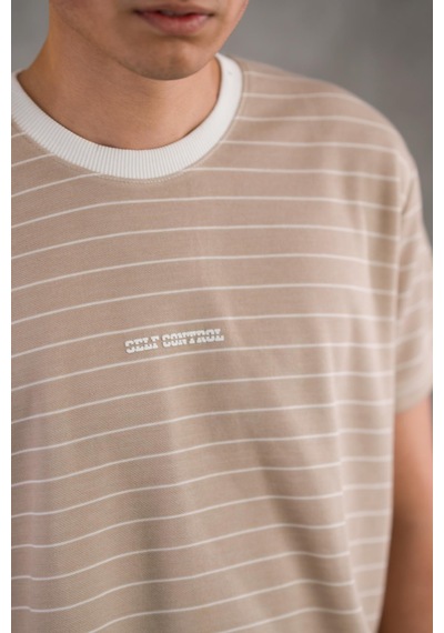 Reguler Fit Bisiklet Yaka Likralı Çizgili Erkek Yazlık T-shirt 001