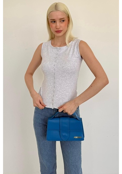 Karmelanj Bisiklet Yaka Düğmeli Kadın Bluz Mg2638 Karmelanj