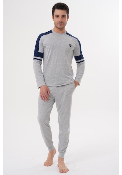 Mecit Pijama Mecit 2990 Erkek Gri Uzun Kollu Pijama Takımı Gri