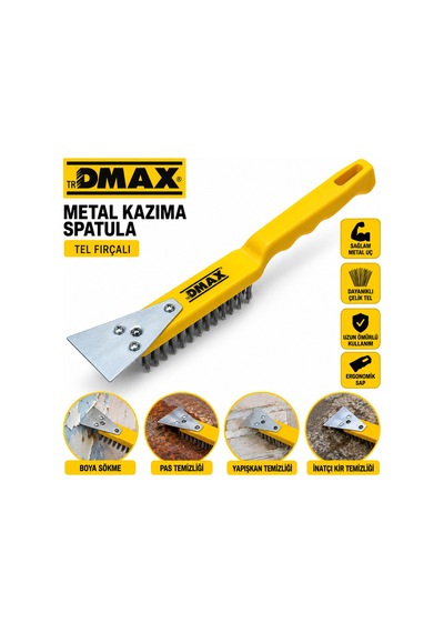 Çelik Tel Fırça Ve Metal Kazıma Spatula 270 Mm 2in1