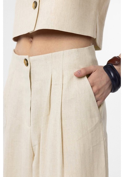 Antioch Keten Karışımlı Kadın Culotte Pantolon Natur
