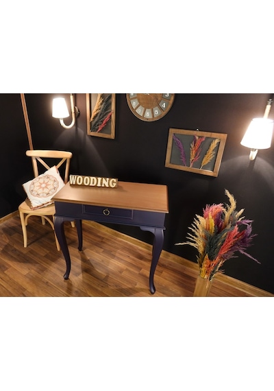 Wooding 80 Cm Çekmeceli Masif Lacivert Naturel Dresuar (548586616) Lacivert