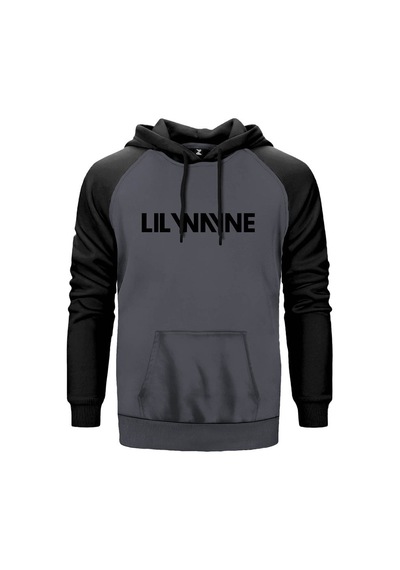 Lil Wayne Text Gri Renk Reglan Kol Sweatshirt